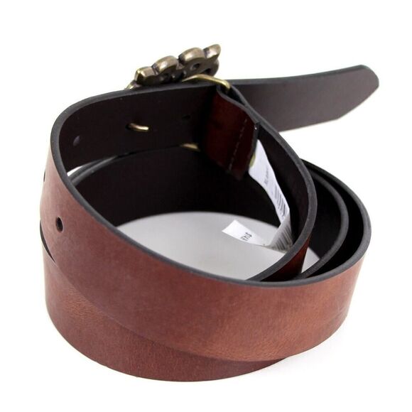 BROWN GENUINE LEATHER 1.25"Wd HOOK BUCKLE DRESS CASUAL WOMEN'S BELT Sz XL (I52 - Picture 3 of 13